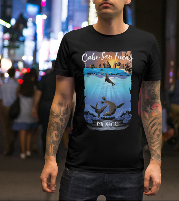 Cabo San Lucas Mexico Seals Ocean Rocks T-Shirt