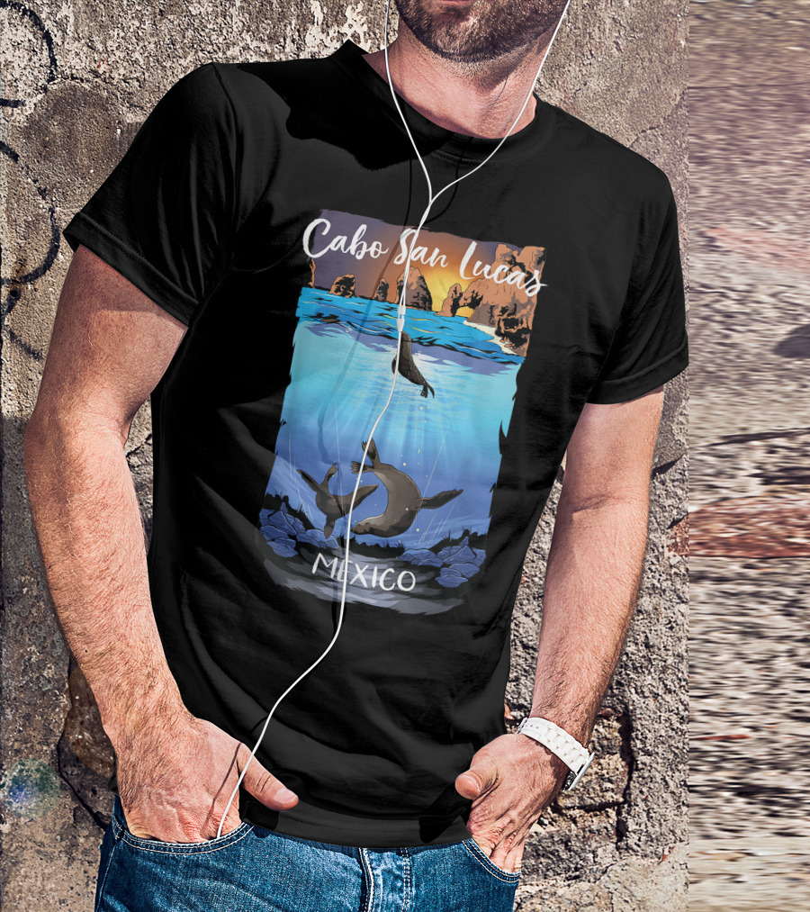 Cabo San Lucas Mexico Seals Ocean Rocks T-Shirt