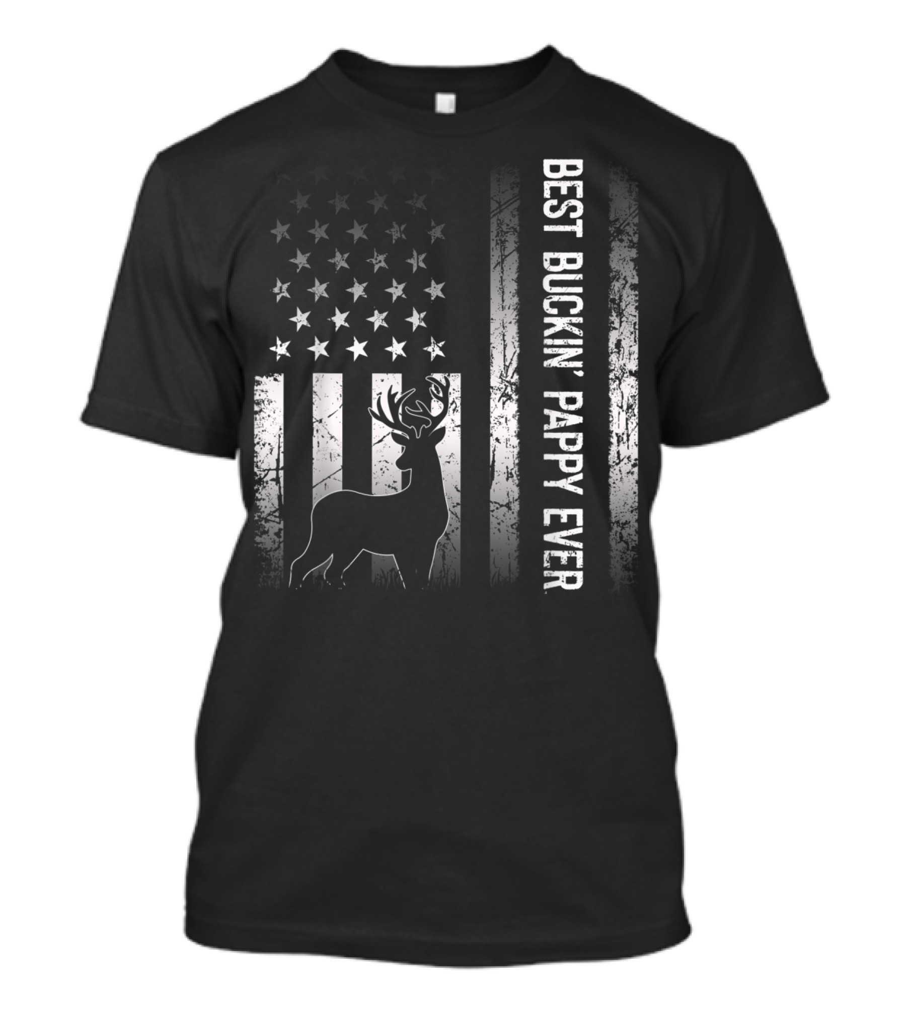 Best Buckin' Pappy Ever Patriotic Deer American Flag T-Shirt