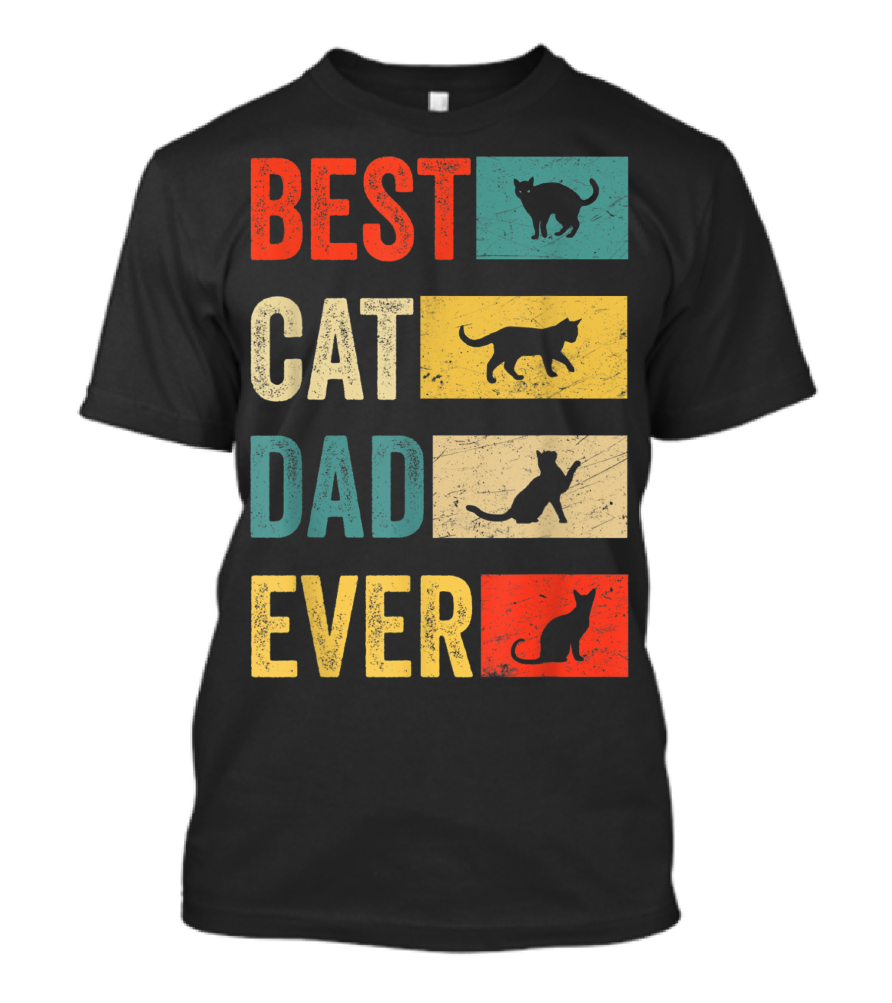 Best Cat Dad Ever Cat Lovers Colorful Cat T-Shirt