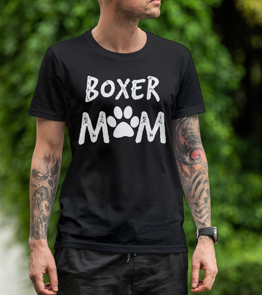 Boxer Mom Paw Prints T-Shirt