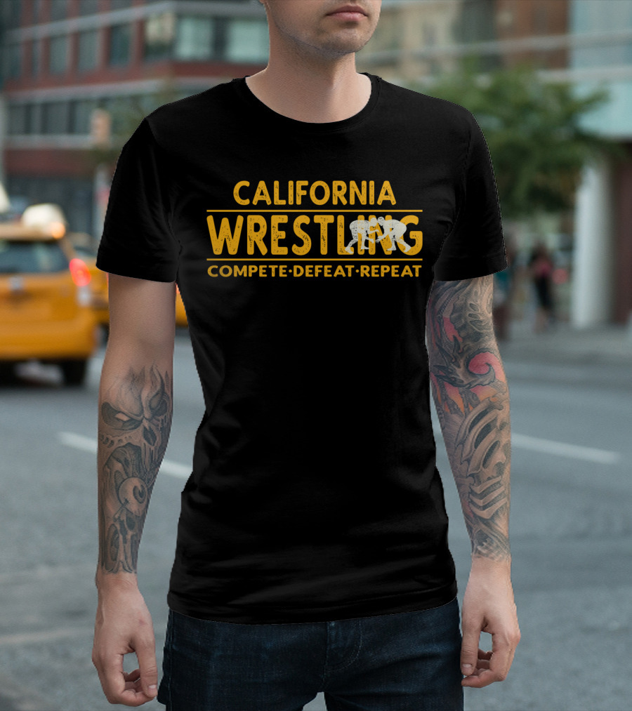 California Wrestling Compete Defeat Repeat Wrestling T-Shirt