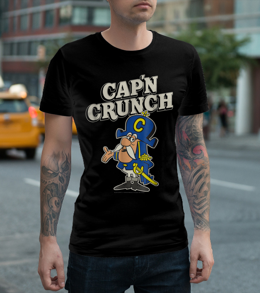 Cap'n Crunch Cap'n Blue Hat Yellow Accents Classic Cereal Character T-Shirt