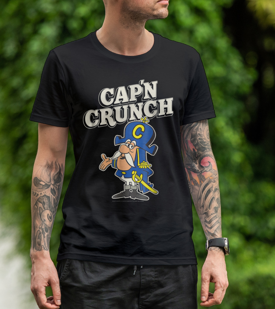 Cap'n Crunch Cap'n Blue Hat Yellow Accents Classic Cereal Character T-Shirt