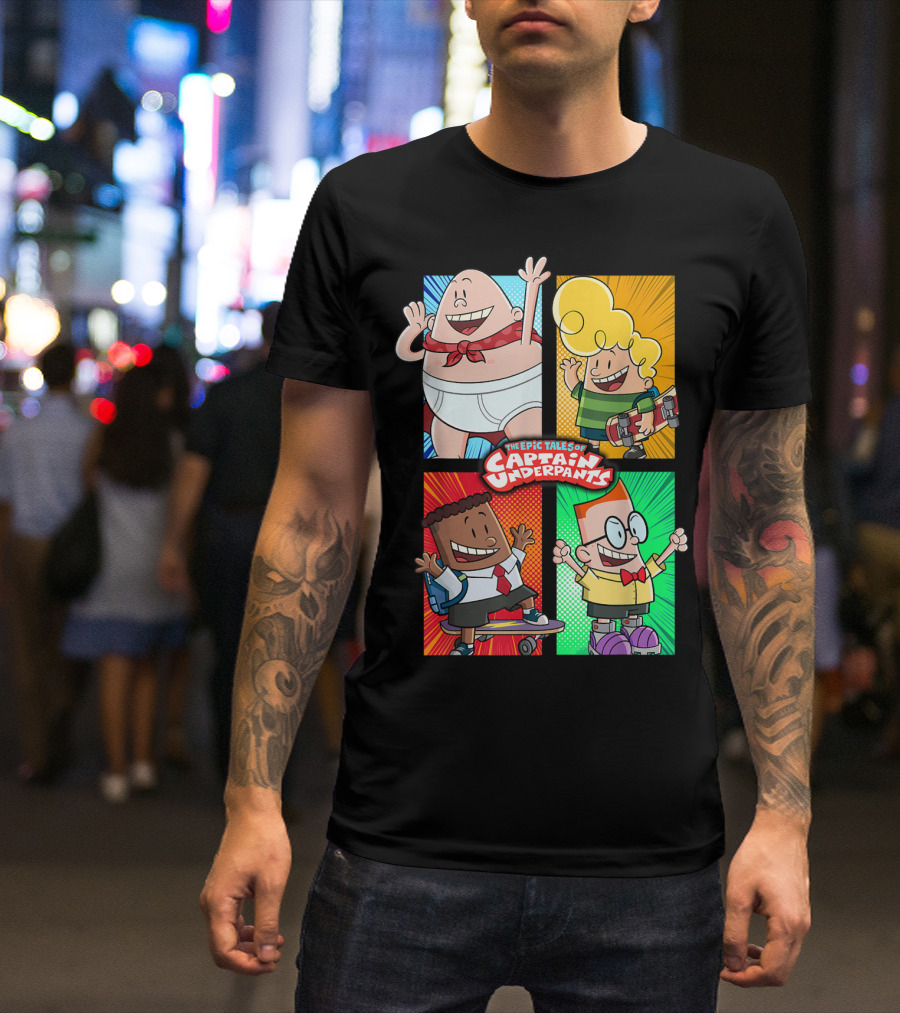 The Epic Tales Of Captain Underpants Cartoon Characters Quartet T-Shirt