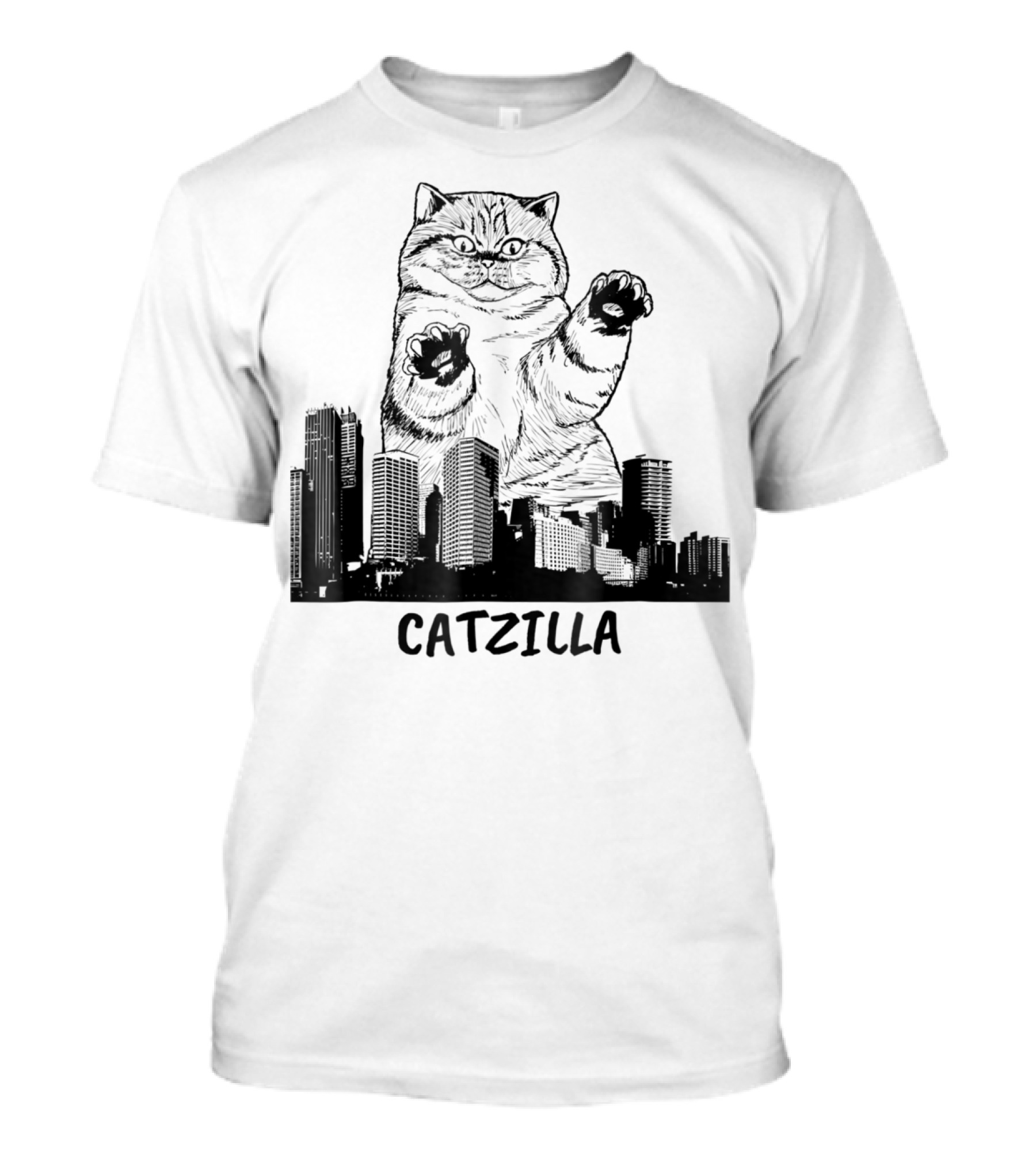 Catzilla Kitty Cat Pop Culture Cityscape Monster Kitty T-Shirt