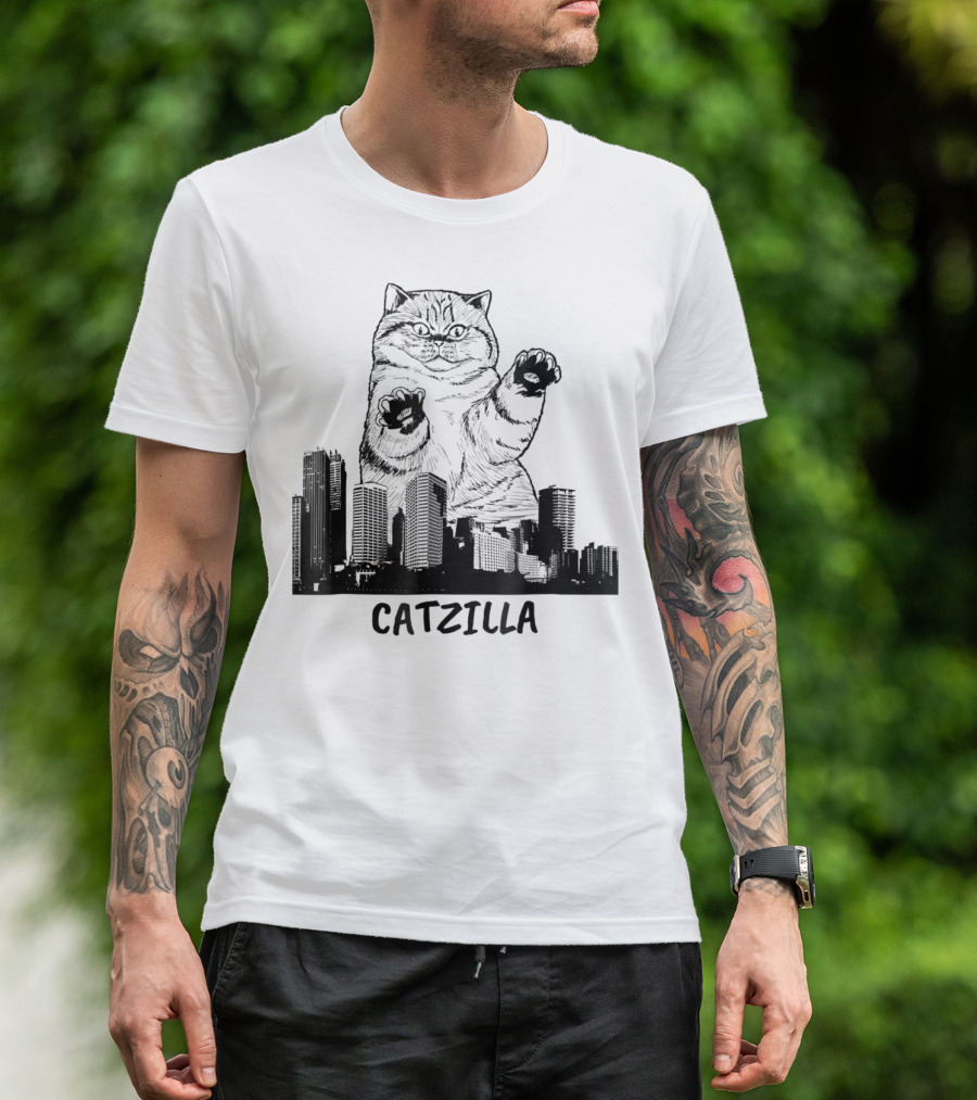Catzilla Kitty Cat Pop Culture Cityscape Monster Kitty T-Shirt