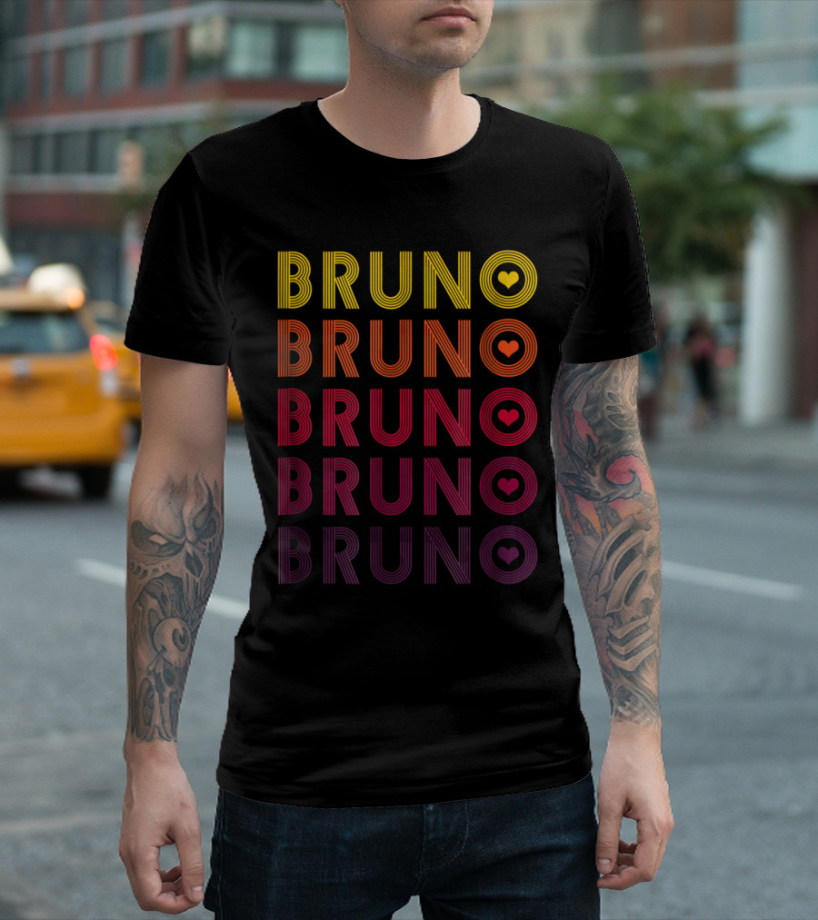 Bruno Lover Heart Gradient Retro T-Shirt