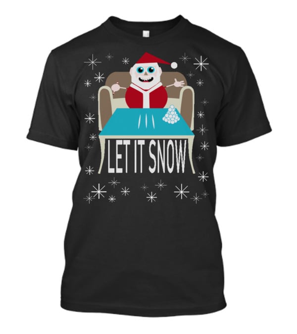 Santa With Snowballs Let It Snow Party Cute Funny T-Shirt