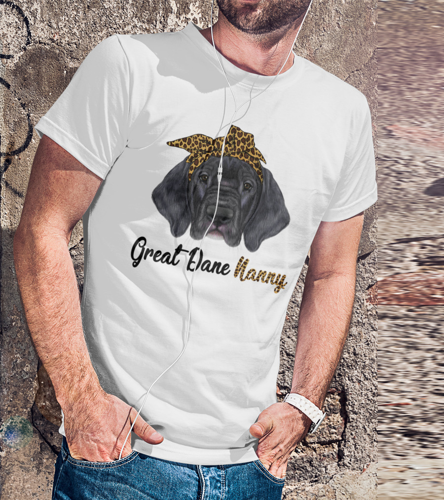 Great Dane Nanny Leopard Headband T-Shirt