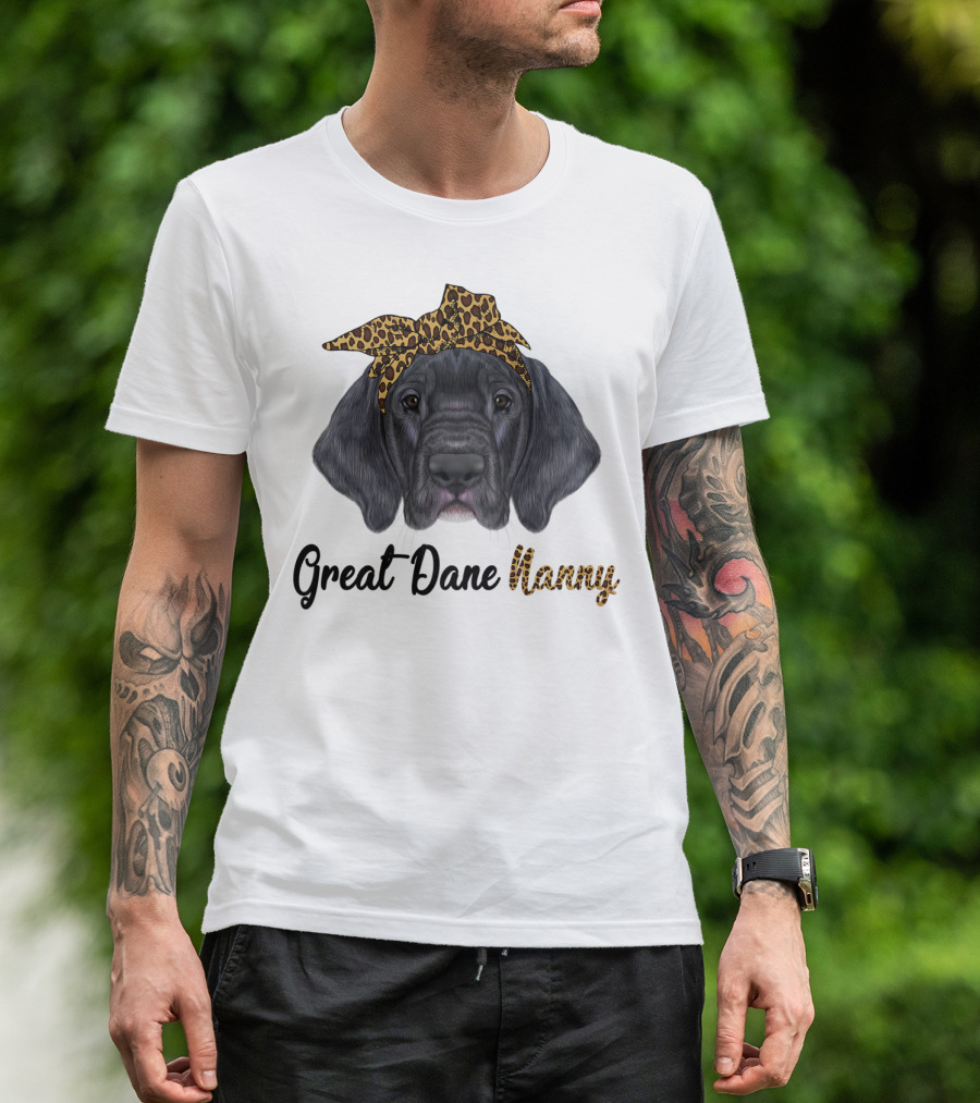 Great Dane Nanny Leopard Headband T-Shirt