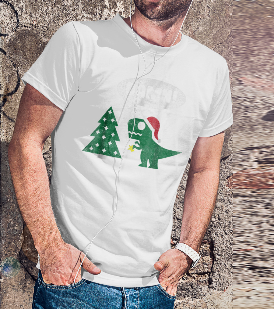 Damn Trex Hates Christmas Dinosaur Lover Funny Santa Dinosaur With Christmas Tree T-Shirt