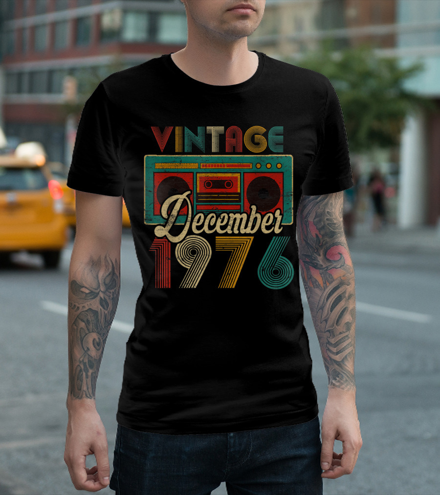 Vintage December 1976 Retro Boombox T-Shirt