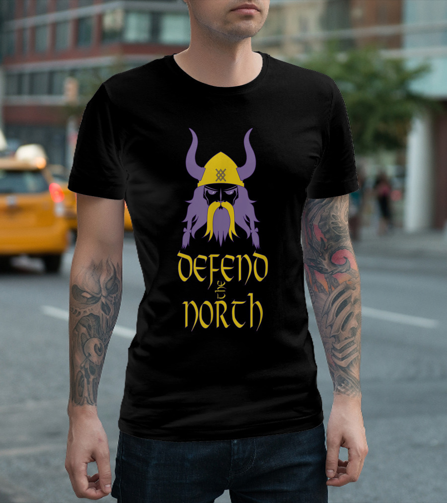 Defend The North Viking Helmet Warrior Nordic T-Shirt