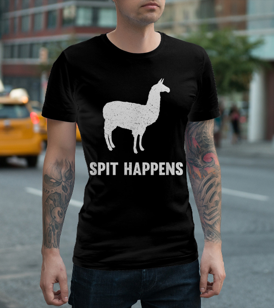 Spit Happens Distressed Llama T-Shirt