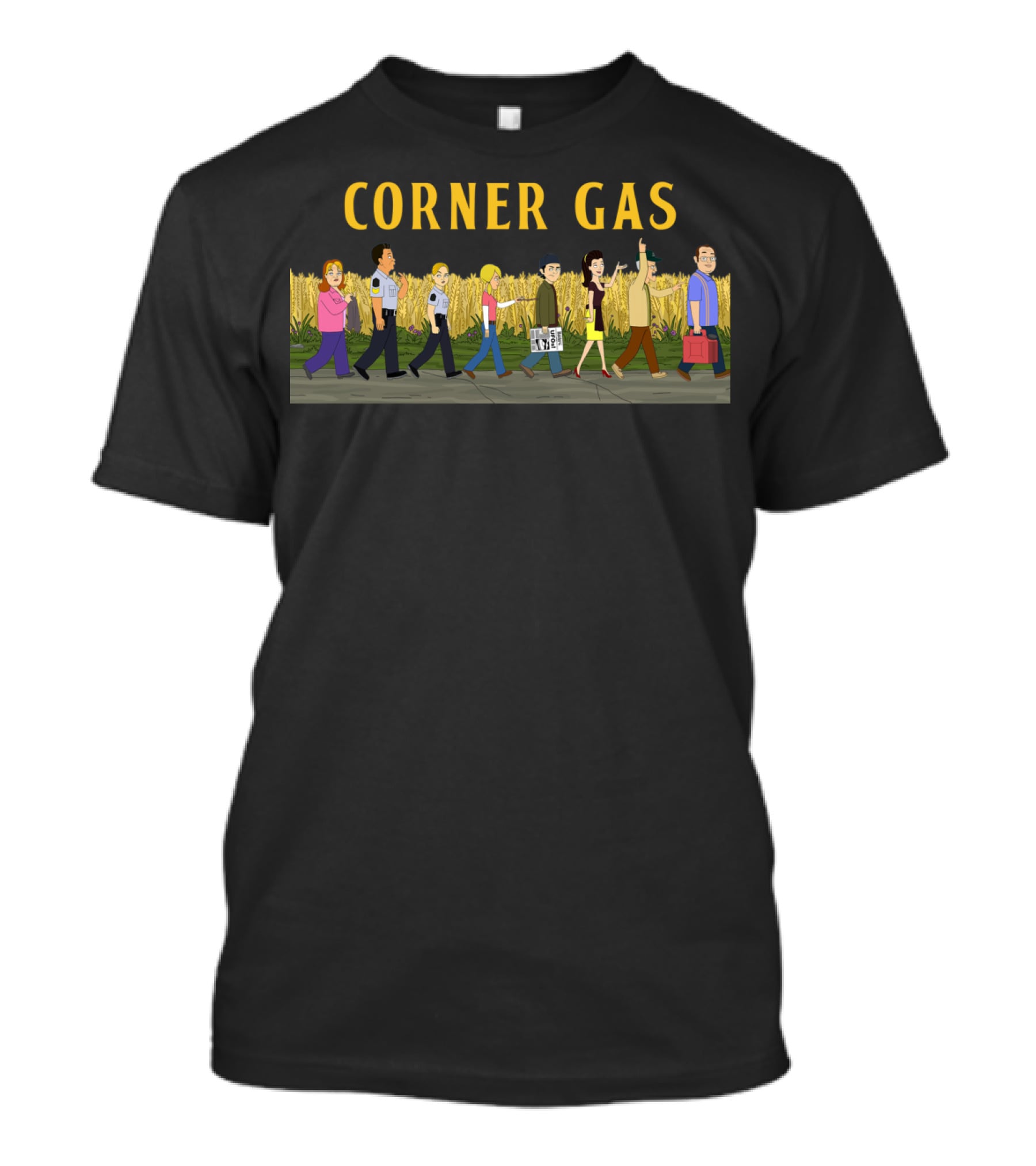 Corner Gas Dog River Road Characters Walking T-Shirt