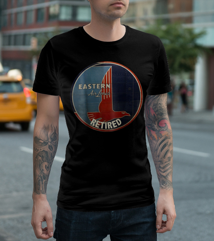 Eastern Air Lines Retired Vintage Logo Red And Blue Eagle Emblem T-Shirt