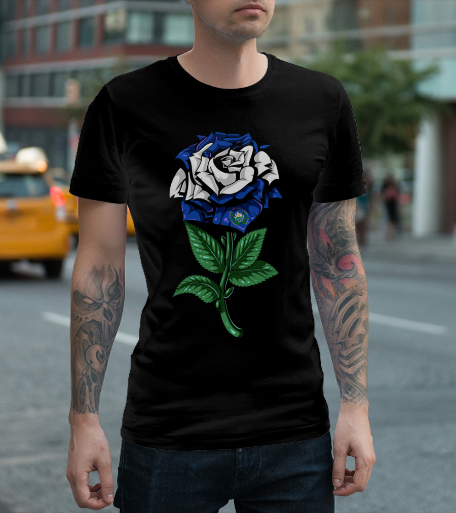 El Salvador Flag Rose Salvadoran T-Shirt