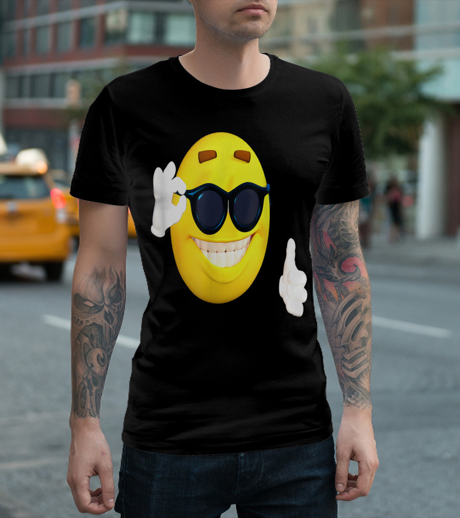 Emoji Thumbs Up Shades Happy Face Yellow Okay Sign T-Shirt
