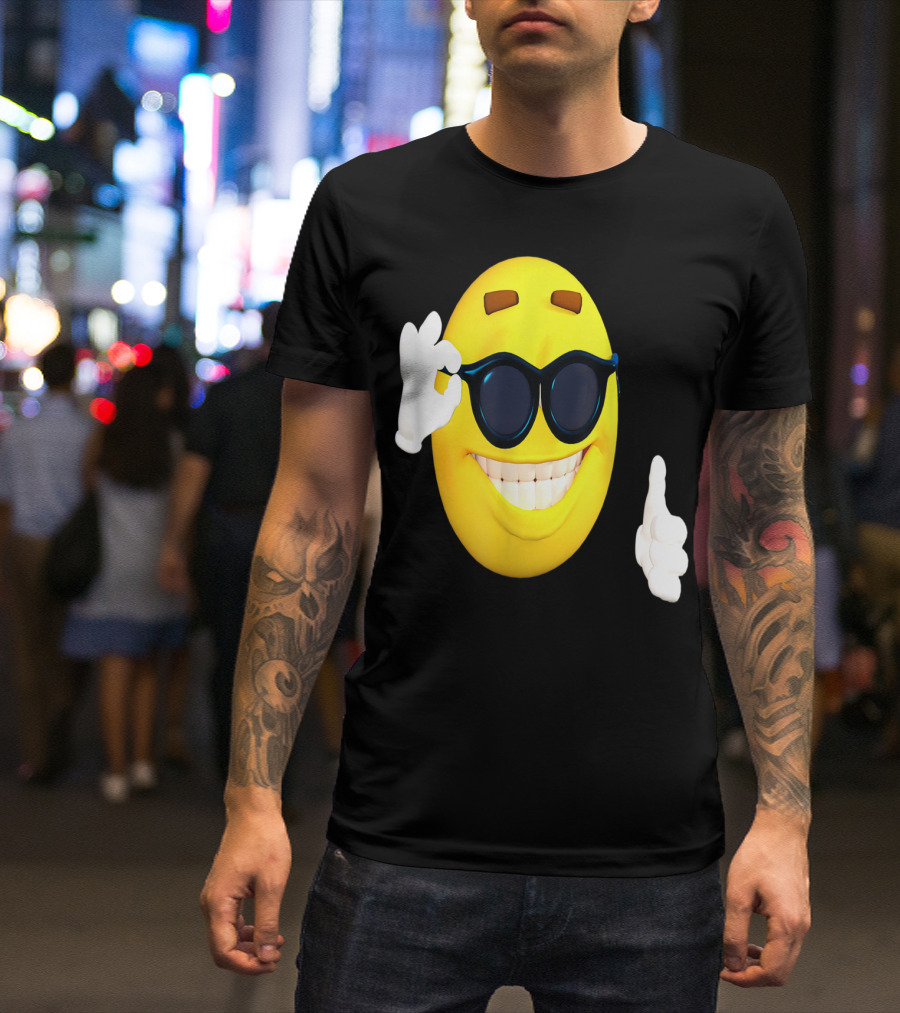 Emoji Thumbs Up Shades Happy Face Yellow Okay Sign T-Shirt