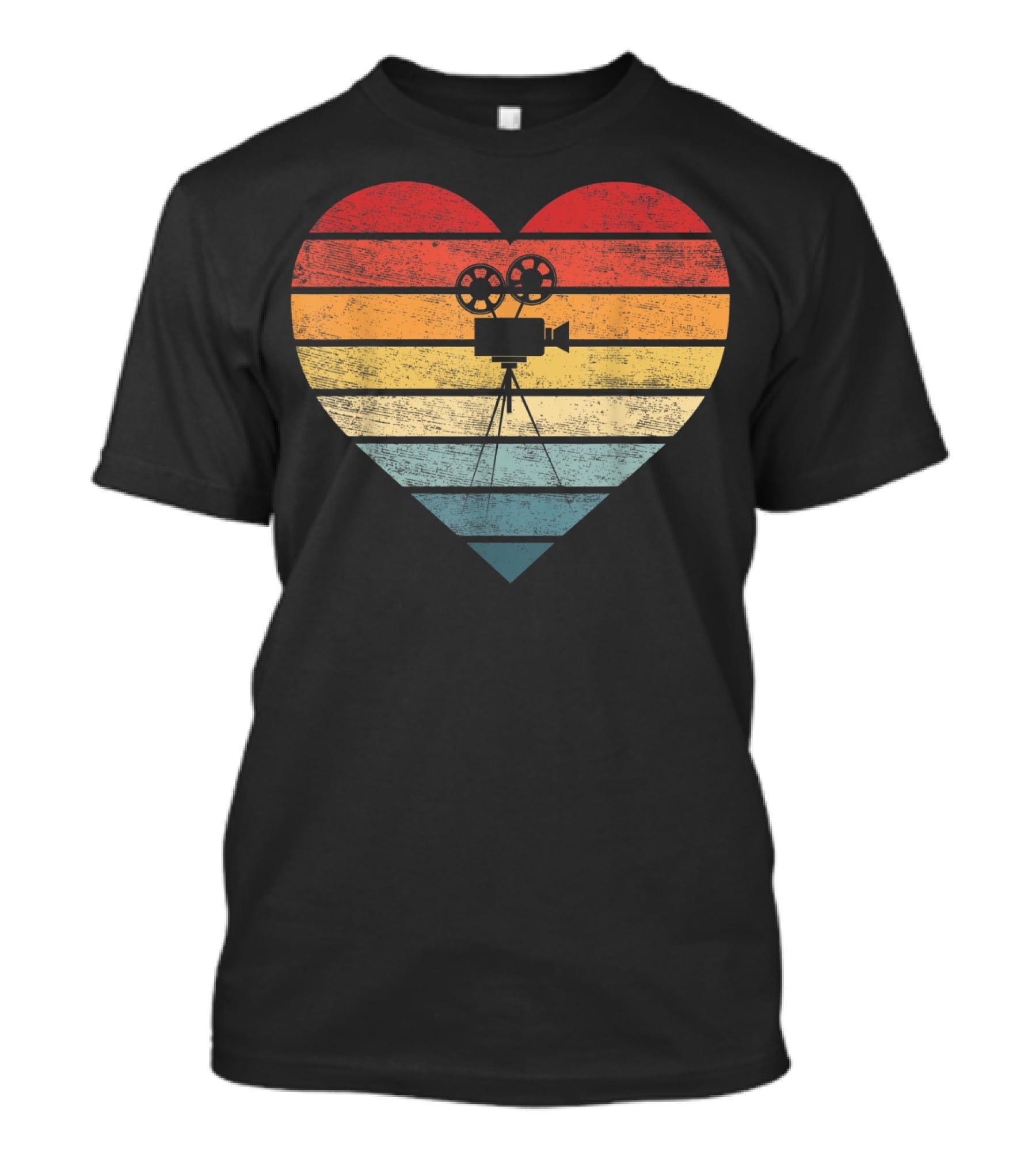 Filmmaker Sunset Heart Camera Film Retro T-Shirt