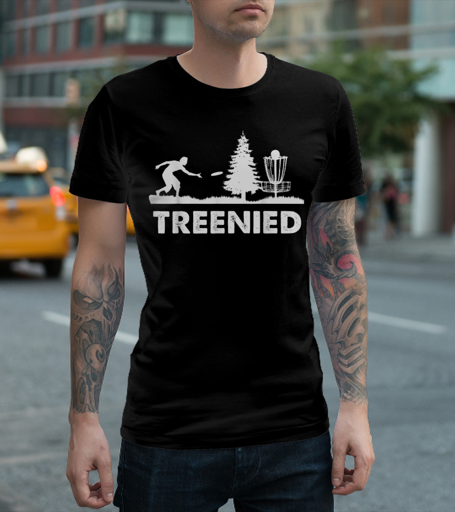 Treenied Frisbee Denied by Tree Disc Golf Scene T-Shirt