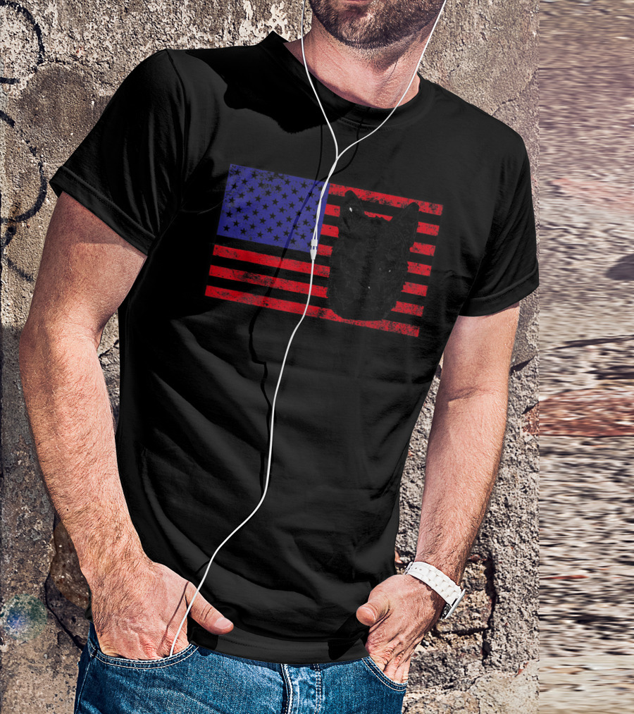Funny Akita Dog Lover Owner American Flag Dog Head T-Shirt