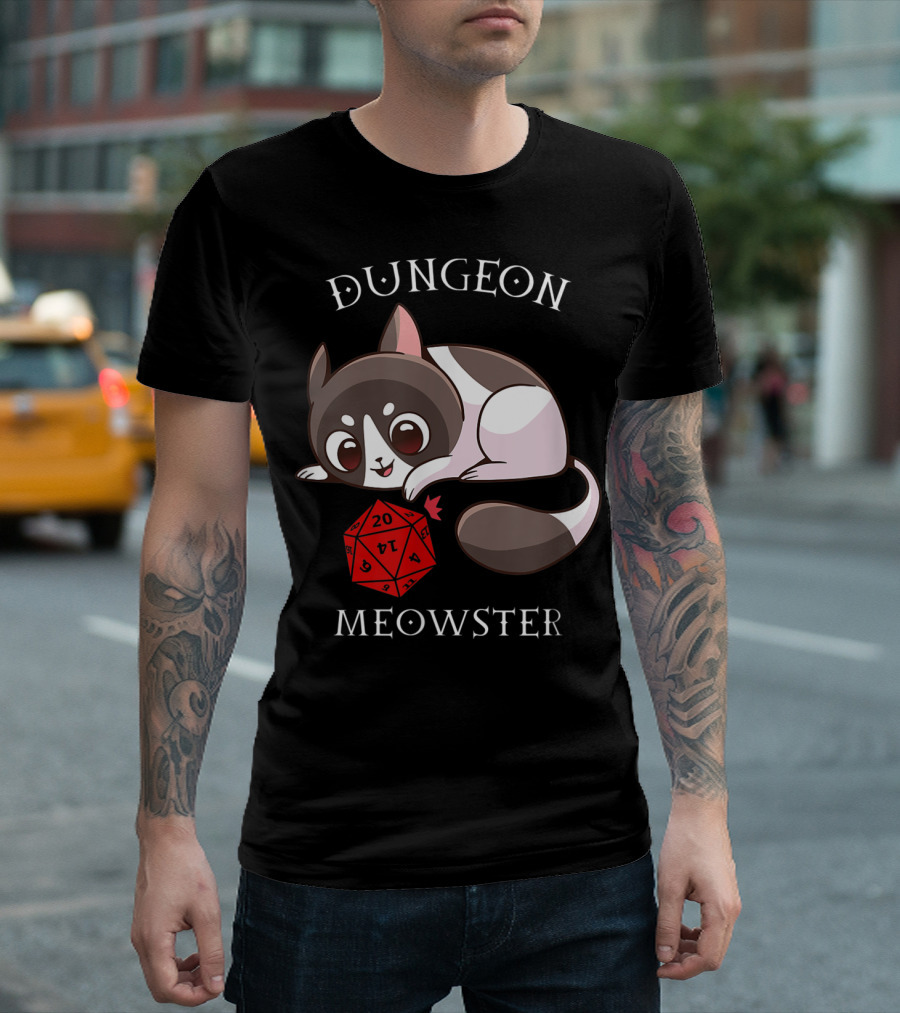 Dungeon Meowster Nerd RPG Table Top Funny Cat T-Shirt