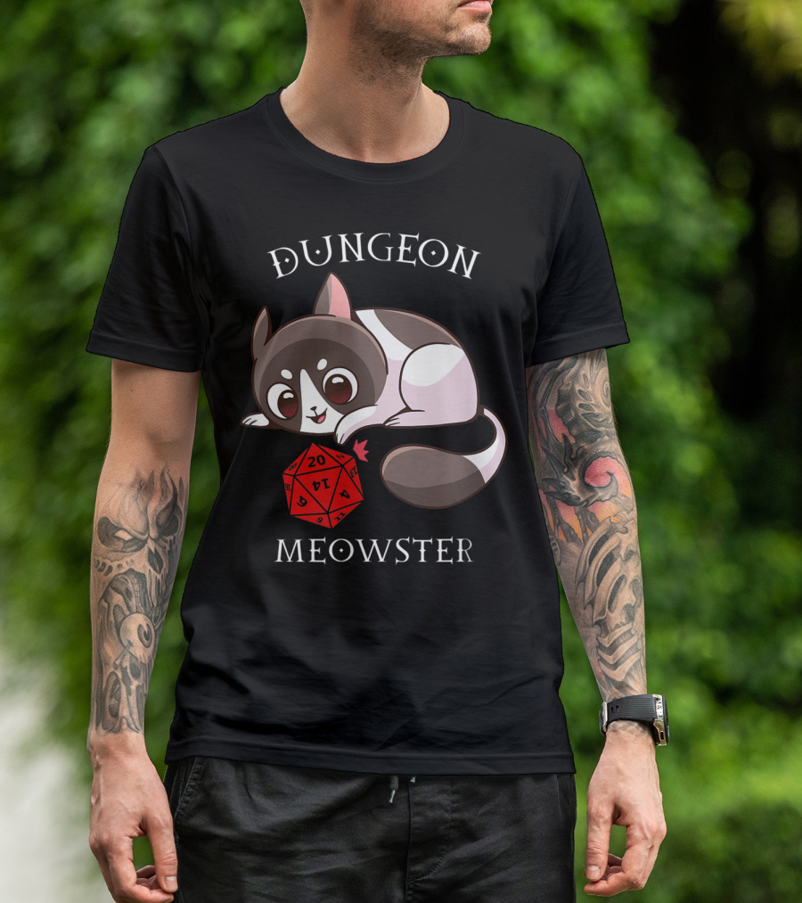 Dungeon Meowster Nerd RPG Table Top Funny Cat T-Shirt