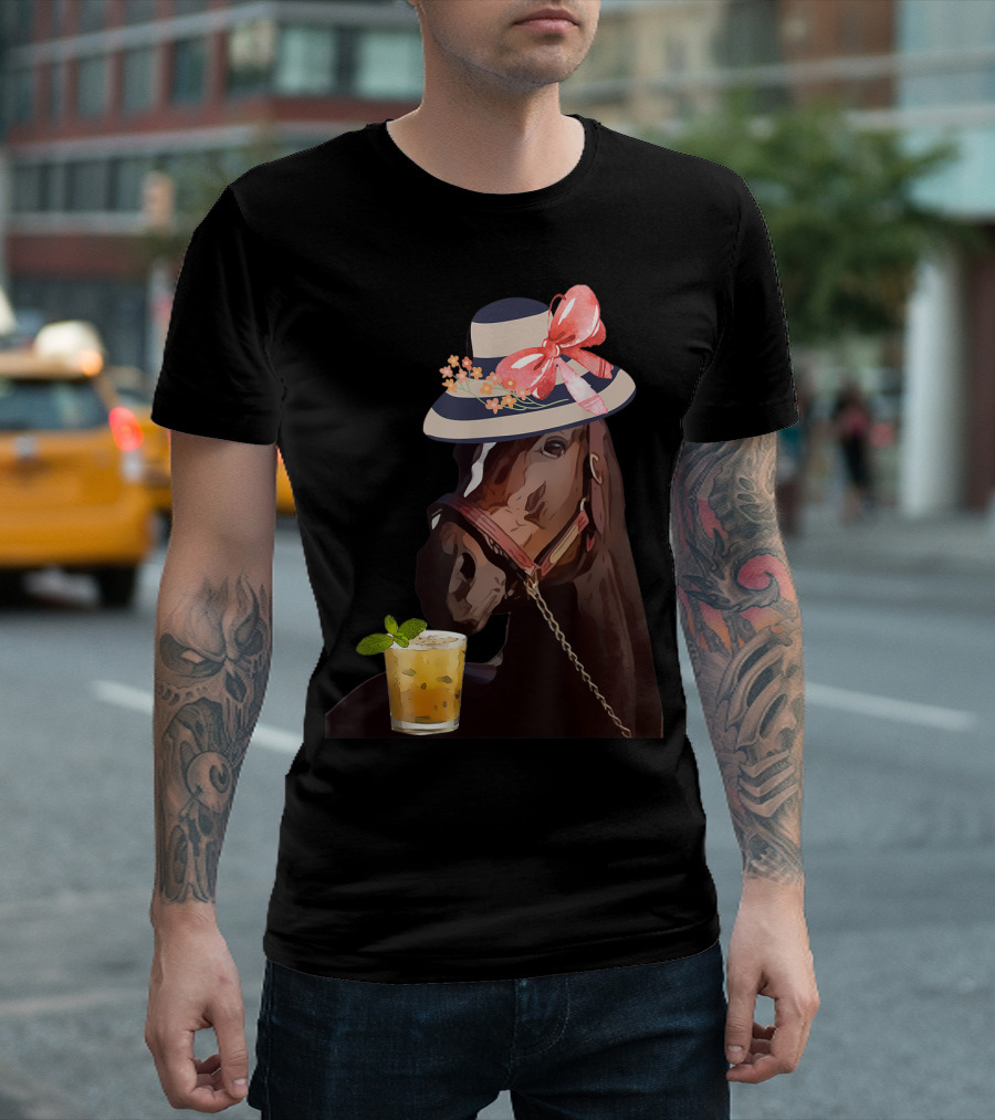 Dapper Horse with Hat and Mint Julep at Funny Derby Party T-Shirt