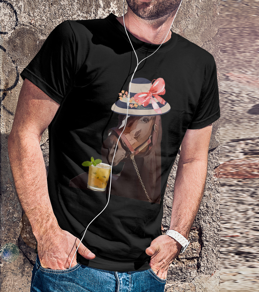 Dapper Horse With Hat And Mint Julep At Funny Derby Party T-Shirt