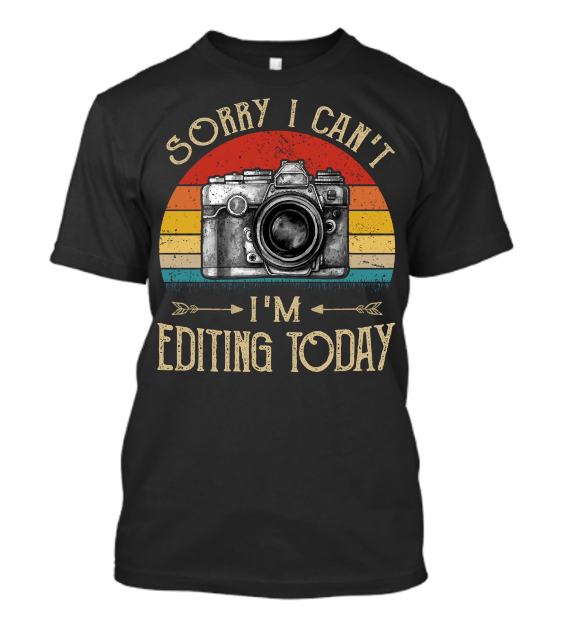 Sorry I Can't I'm Editing Today Retro Camera Vintage Photography T-Shirt