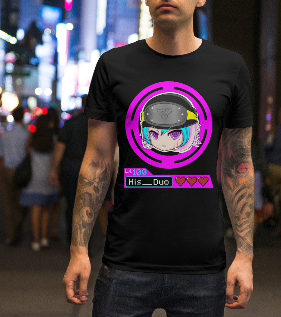 Lvl 100 His Duo Gamer Couples Hearts T-Shirt