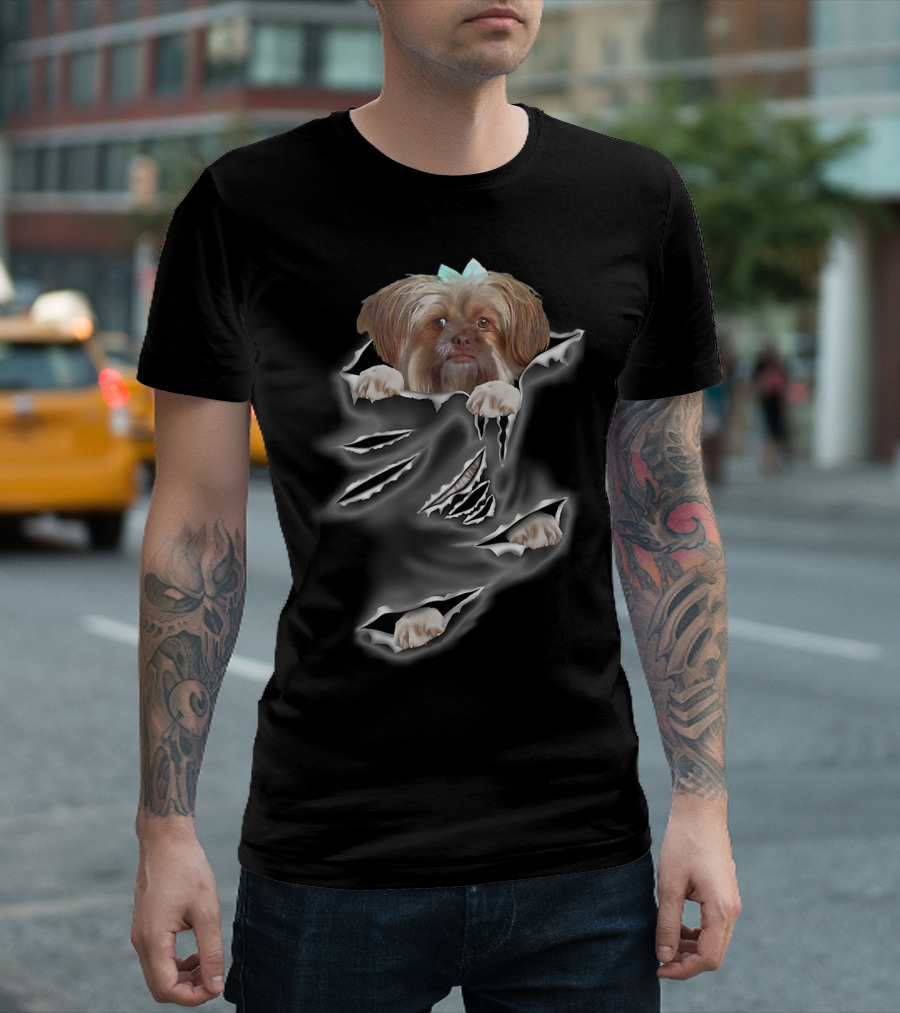 Glen Mcdaniel Torn Pocket Dog Scratch Peeking Pup T-Shirt