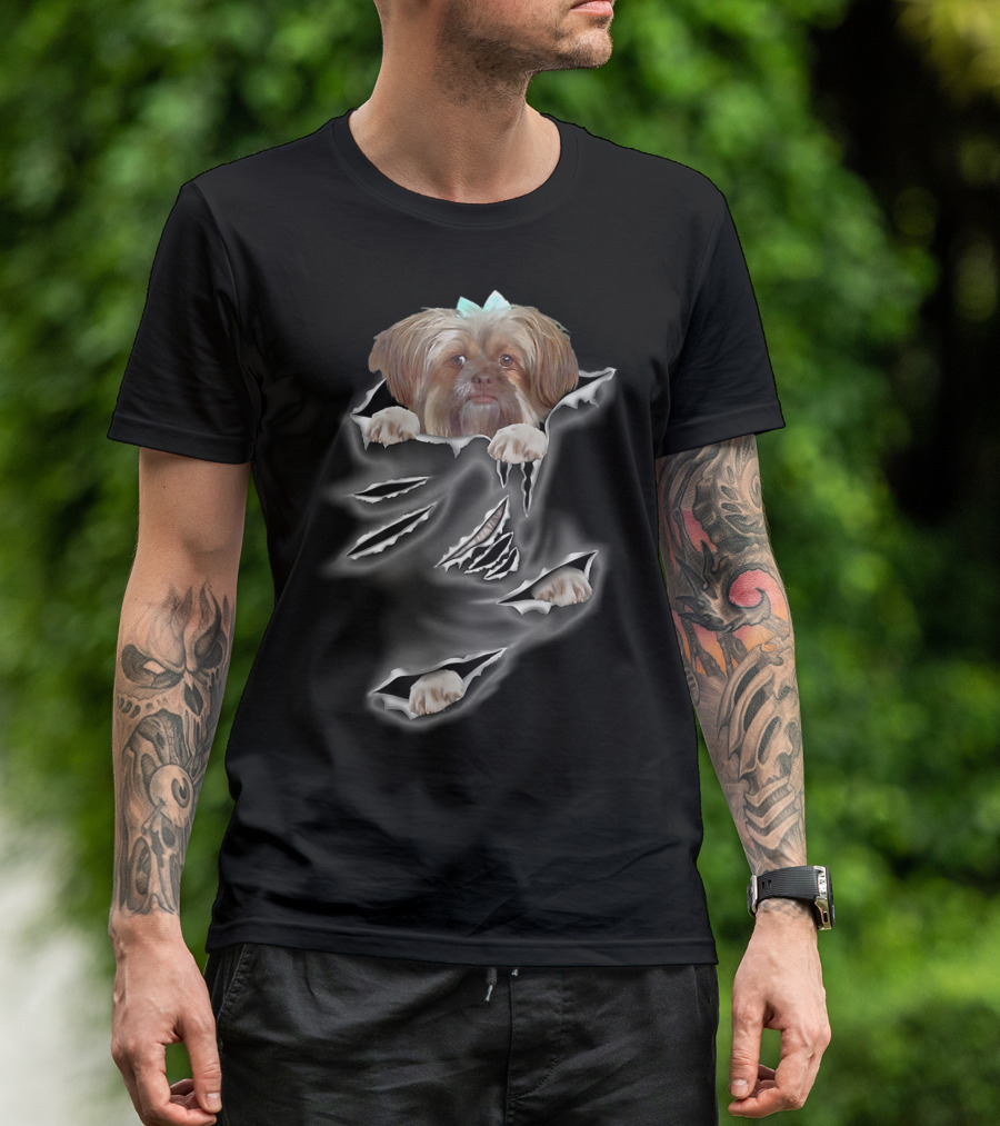 Glen Mcdaniel Torn Pocket Dog Scratch Peeking Pup T-Shirt