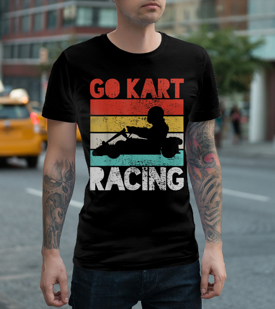 GO KART RACING Retro Stripes T-Shirt