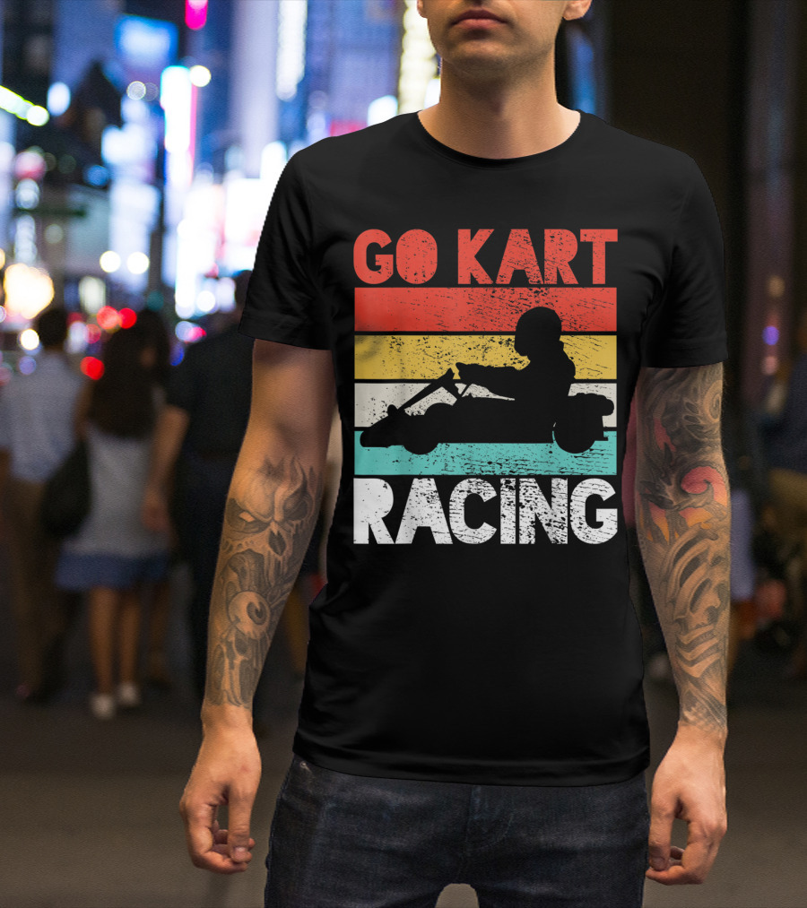GO KART RACING Retro Stripes T-Shirt
