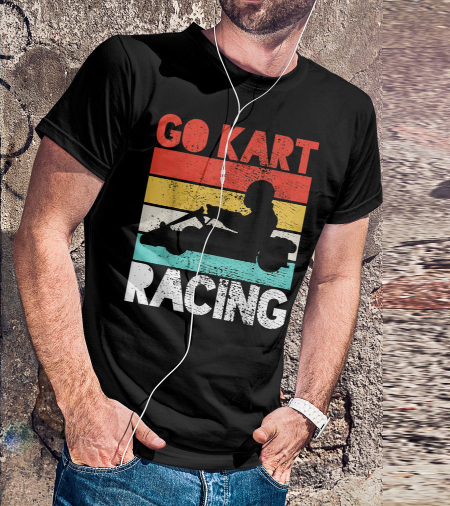 GO KART RACING Retro Stripes T-Shirt