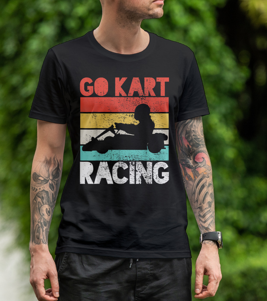 GO KART RACING Retro Stripes T-Shirt