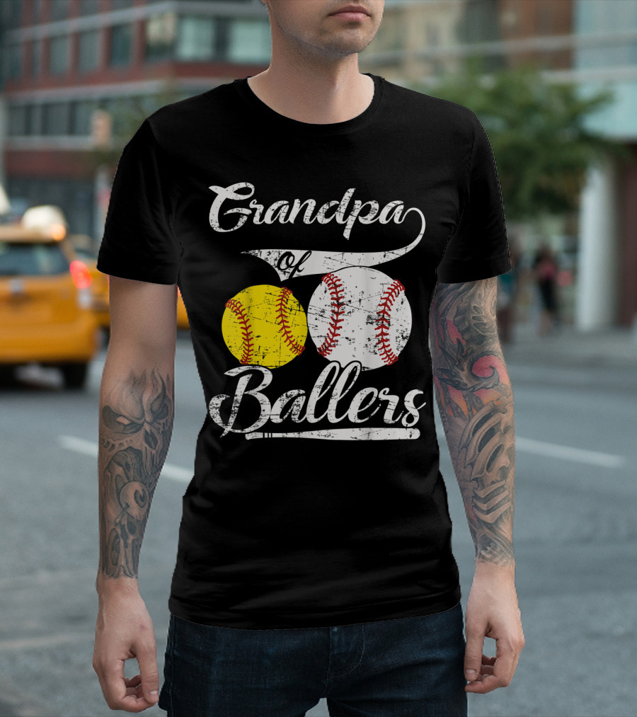 Grandpa Of Ballers Baseball Softball T-Shirt