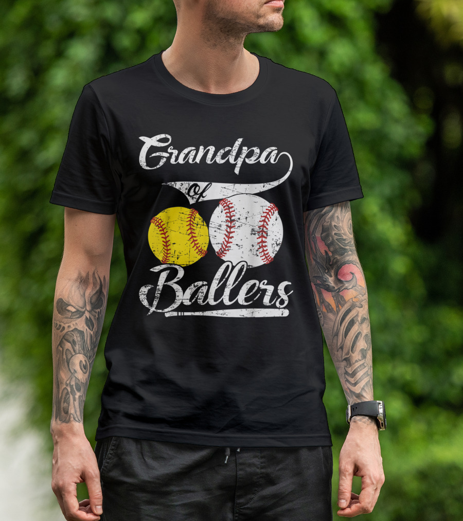 Grandpa Of Ballers Baseball Softball T-Shirt
