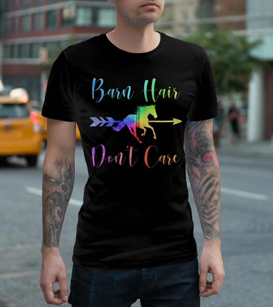 Barn Hair Don't Care Rainbow Horse Arrow T-Shirt