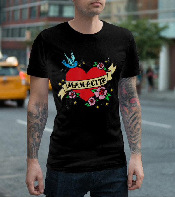 I Love My Mamacita Great For Hispanic Heart With Flowers And Bird T-Shirt