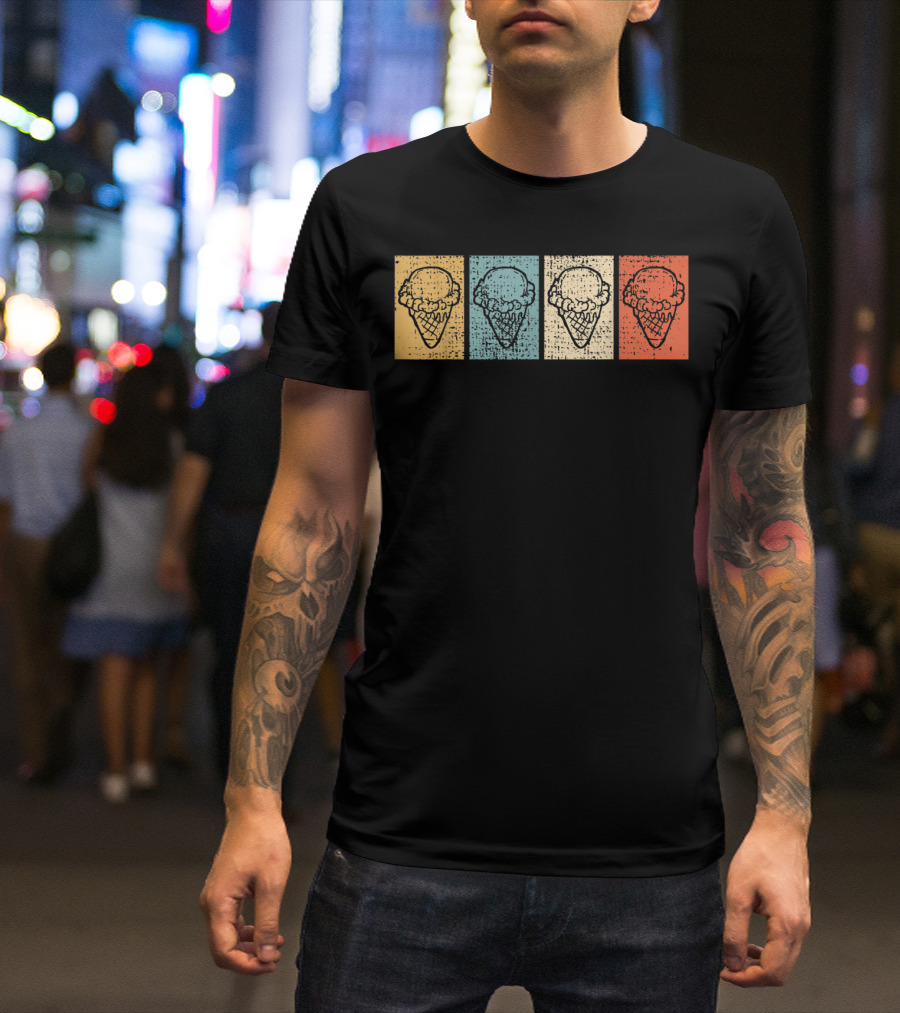 Ice Cream Cone Vintage Pop Art Pastel Colors T-Shirt
