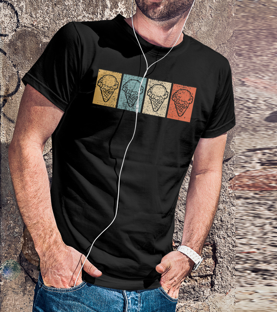 Ice Cream Cone Vintage Pop Art Pastel Colors T-Shirt