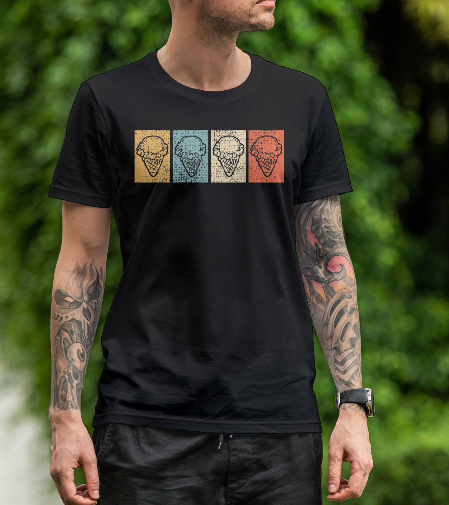 Ice Cream Cone Vintage Pop Art Pastel Colors T-Shirt