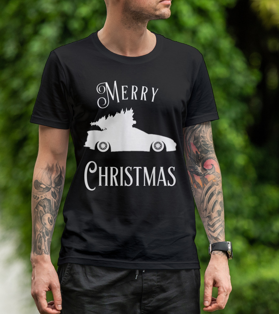 Merry Christmas Tree On Lowered Car T-Shirt