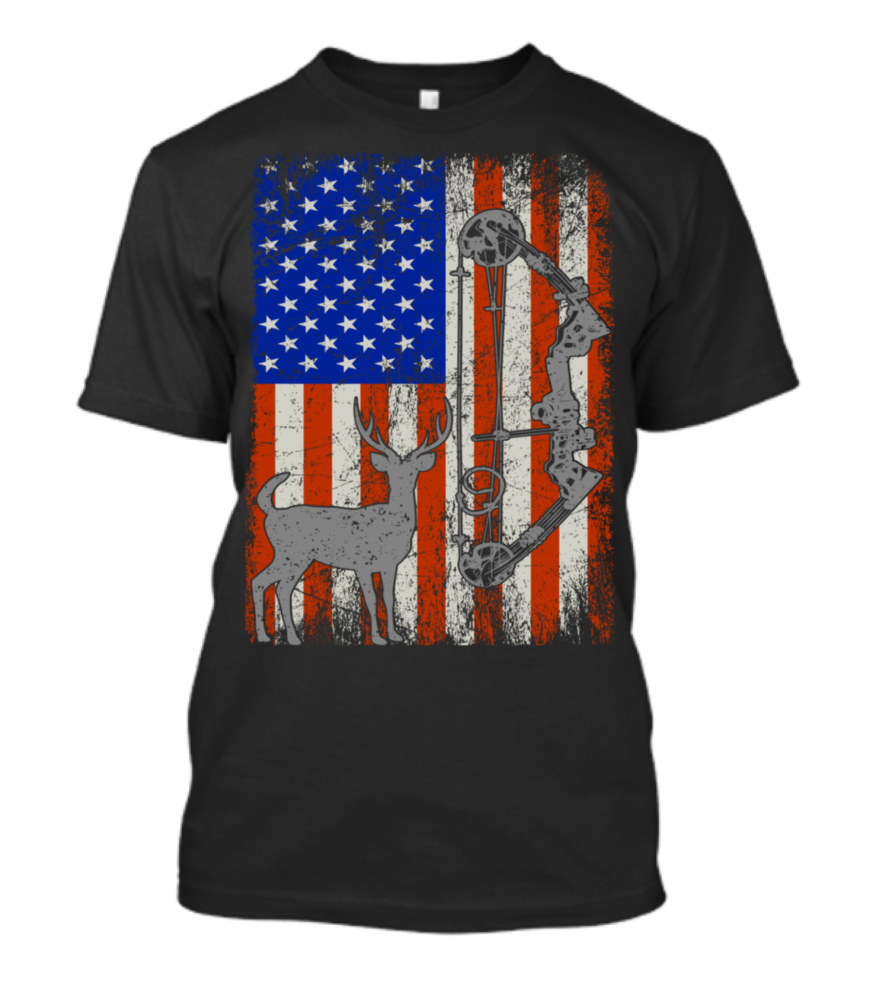 American Flag Deer Hunter With Bow Hunting Iconic T-Shirt