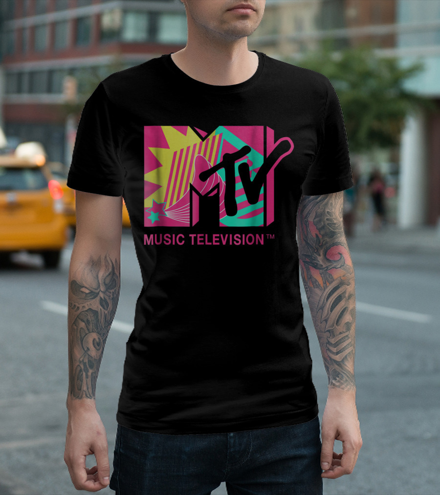 MTV Music Television Retro Pink and Teal T-Shirt