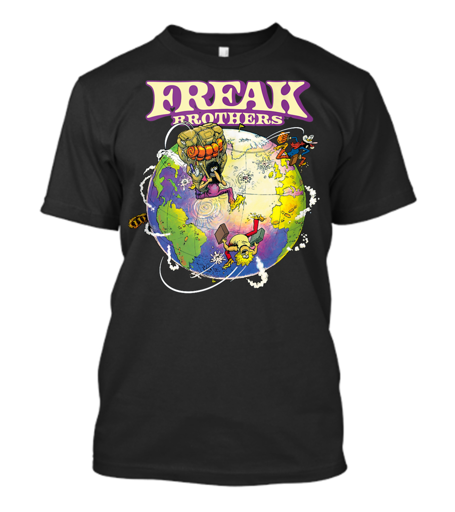 Freak Brothers World Adventures With Cartoon Characters T-Shirt